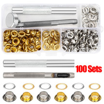 100 Set Shoe Grommet Eyelets Button Kit for Leather Craft Canvas with 3PCS Tool - £17.68 GBP