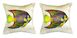 Pair of Betsy Drake Queen Angelfish No Cord Pillows 18 Inch X 18 Inch - £62.12 GBP