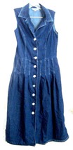 Dressbarn Blue Jean Denim Dress Cotton Sleeveless Front Button Dress Size 10 - £28.70 GBP