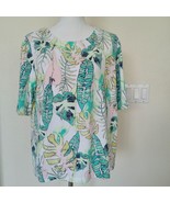 Coral Bay Top Women&#39;s Sz L Multi Tropical 3/4 Sleeve Pullover Top Lightw... - $13.26 CAD