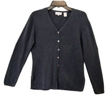 Jeanne Pierre Womens Vintage &#39;90s M Slate Blue V-Neck Button Up Cardigan Sweater - £16.04 GBP