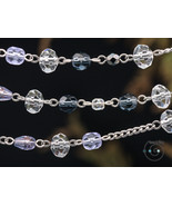 long Czech glass boho necklace, blue, lilac, transparent, handmade in US... - £22.80 GBP