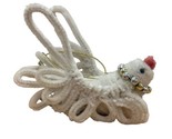 Seasons of Cannon Falls  Ornament Chenille White Dove Christmas Red 5 in - £8.65 GBP