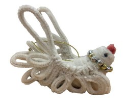 Seasons of Cannon Falls  Ornament Chenille White Dove Christmas Red 5 in - £7.86 GBP