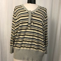Jones New York Black Tan Stripe Knit Top Size 3X - $14.85