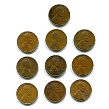 Lincoln Copper Wheat Pennies Lot of 10 1918-1958 1c US Coins - $182.07 MXN