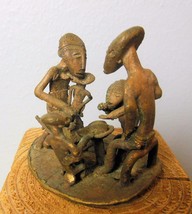 Vintage Ashanti Brass Mini Sculpture Folkart Africa Family 2.5&quot; - £49.61 GBP