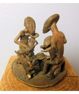 Vintage Ashanti Brass Mini Sculpture Folkart Africa Family 2.5&quot; - £49.84 GBP