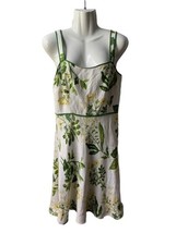 Ann Taylor Petites Size 8P Sundress White Yellow Green Floral Linen Blend - £13.40 GBP