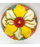 H J Wood Burslem Hand Painted Majolica Flower Plate - £12.95 GBP