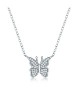 iJewelry2 Sterling Silver Micro Pave CZ Butterfly Necklace 18&#39;&#39; - £30.32 GBP