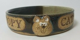 Cat Dish Feeding Bowl Copy Cat Studio Pottery Handcrafted Signed CAR? 5-... - $14.80