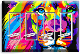 Colorful Lion Abstract Art 4 Gfi Switch Outlet Wall Plate Covers Room Home Decor - $20.45