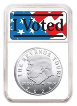 SILVER PLATED I VOTED 2024 Trump EMBOSSED EDITION Eagle Seal w/Display Case - $9.95