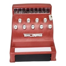 1950s Tom Thumb Red Toy Cash Register Western Stamping Vintage Toy Memorabilia - £16.98 GBP