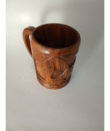 Hand-Carved Wooden TIKI Mug ~ Polynesian Village Scene ~ VGC Vintage - $154.58 MXN
