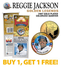 Reggie Jackson #44 Golden Legends 24K Gold Plated Ny State Quarter Coin - Bogo - £9.52 GBP