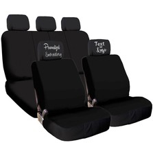 For VW Black Cloth Car Truck Seat Cover with Personalize Headrest Covers Set - £34.74 GBP