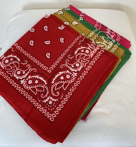 Bandana Scarves Lot of 12 Red, Green, Gold, Pink 21&quot; NEW - €8,13 EUR