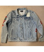 Pacsun Los Angeles Denim Rose Distressed Denim Jacket Size XL - $20.57