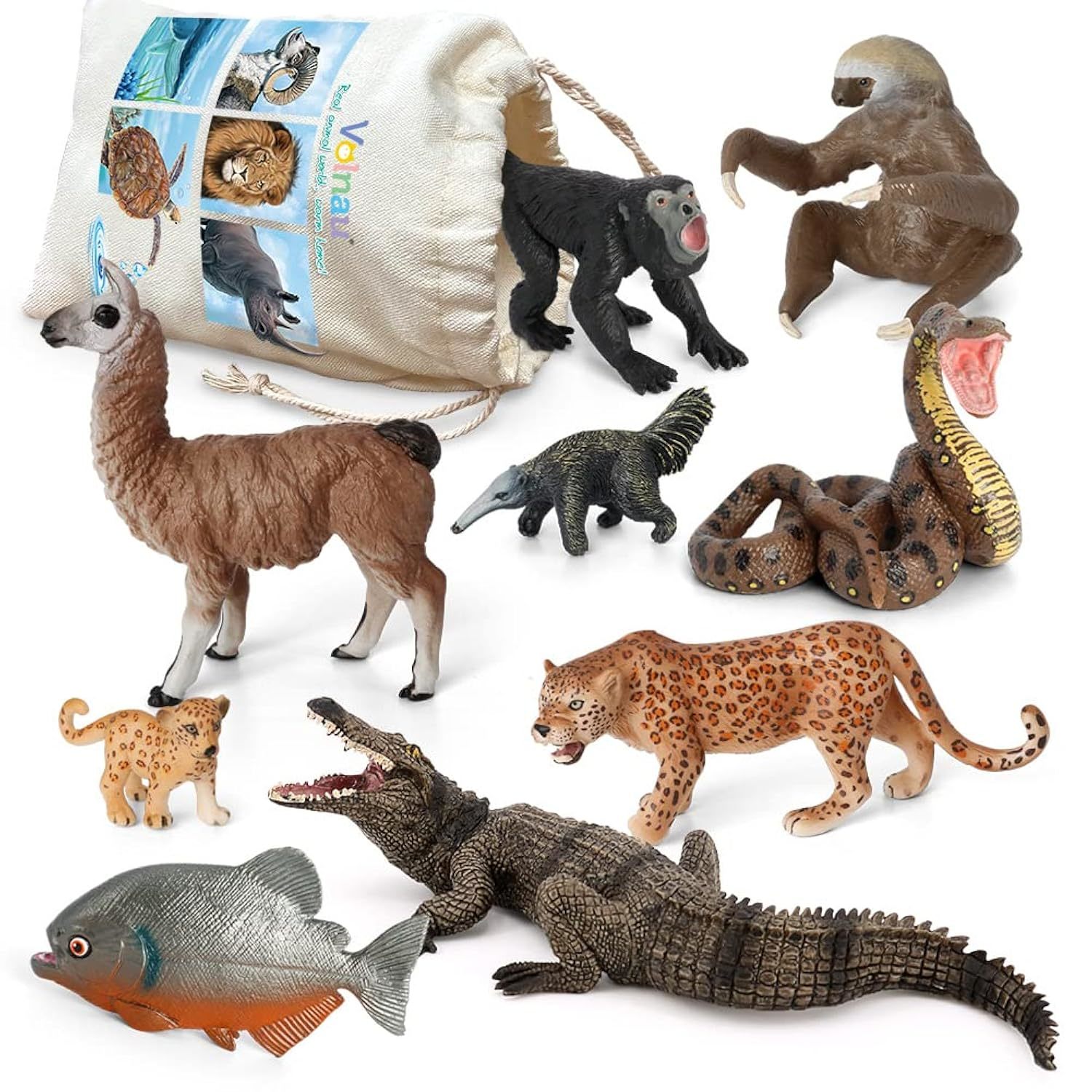 Jungle Animal Figurines Toys 9Pcs South America Figures For Toddlers Kids Christ