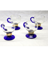 Romania Irish Coffee Mugs Crystal Clear &amp; Cobalt Blue With Gold Trim - S... - $553.52 MXN