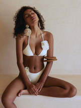 Beach Sexy Three-Dimensional Flower Bikini Suit Triangle Bag Lace-Up Hot... - £20.34 GBP