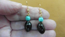 PP50-1A) Real DEER POOP doo doo turd nugget + Turquoise dangle earrings jewelry - £12.69 GBP