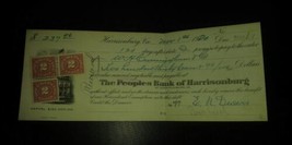 Antique Promissory note 1920 IOU Peoples Bank of Harrisonburg Virginia 1... - £15.65 GBP