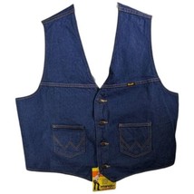 Wrangler Cowboy Cut Denim Vest Mens Size 2XL XXL Jean Trucker Sleeveless - £43.94 GBP