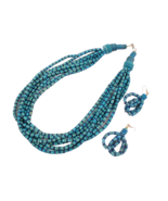 Blue Bead Necklace and Earring Set 24 Inches Resort Wear Perfect for the... - $8.59