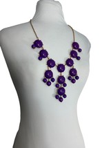 Vintage Purple Bubble Circle Statement Bib Necklace Gold Tone Chunky 25-28&quot; - £15.03 GBP