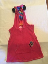 2T Disney Minnie Mouse swimsuit cover dress hoodie ears bow terry pink striped - $16.59
