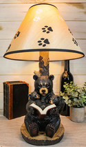 Bedtime Story Mama Bear Reading to Baby Bears Table Lamp with Printed Paw Shade - £69.00 GBP