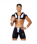 Football Player Costume Set Studded Shoulder Pads Lace Up Shorts Sweatba... - $1,710.48 MXN