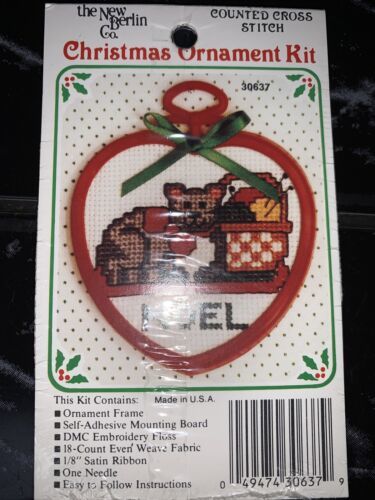 New Berlin Counted Cross Stitch Christmas Ornament Kit Noel Cat - Brand New - $12.75