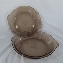 Set of 2 Vintage PYREX #207 Pie Plates Glass 7&quot; 18cm Scalloped Handles USA - £22.15 GBP