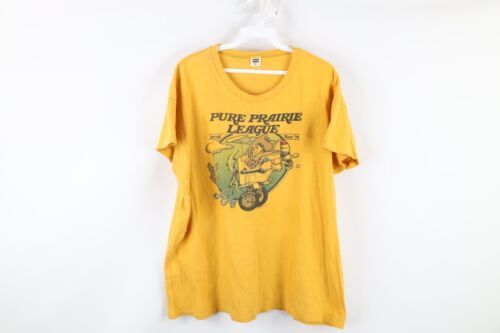 Vintage 70s Mens Size XL Just Fly 1978 Pure Prairie League Band Tour T-Shirt USA - £132.03 GBP
