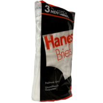 Hanes Mens Briefs Size 42 White Underwear Preshrunk Cotton Pack Of 3 1992 New - £14.62 GBP