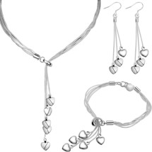 3 PCS Silver Heart Chain Jewelry - £20.03 GBP