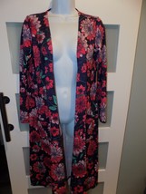 LuLaRoe SARAH Floral Purple Pink Green Duster/Knit Cardigan Size S Women... - $490.37 MXN