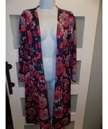 LuLaRoe SARAH Floral Purple Pink Green Duster/Knit Cardigan Size S Women... - $34.94 CAD