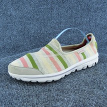 SKECHERS Go Walk Women Flat Shoes Taupe Fabric Slip On Size 6.5 Medium - $24.75
