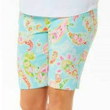 Nwt Ladies Ibkul Sharon Seafoam Multi Pullon Golf Shorts - Size 4 - £35.54 GBP