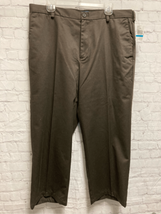 Izod Mens Dress Pants Flat Front American Chino Brown 36 x 34 Straight Leg New - £14.96 GBP