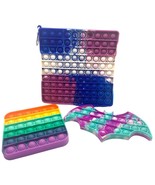 Pop It Multicolor Fidget Toys 3Pk 8in Square with Clip 5in Square 8in Bat - £7.20 GBP