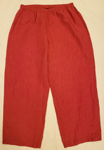 Eileen Fisher 100% Linen Comfort Lightweight Pull-On Pants Sz- M Flame - $39.98