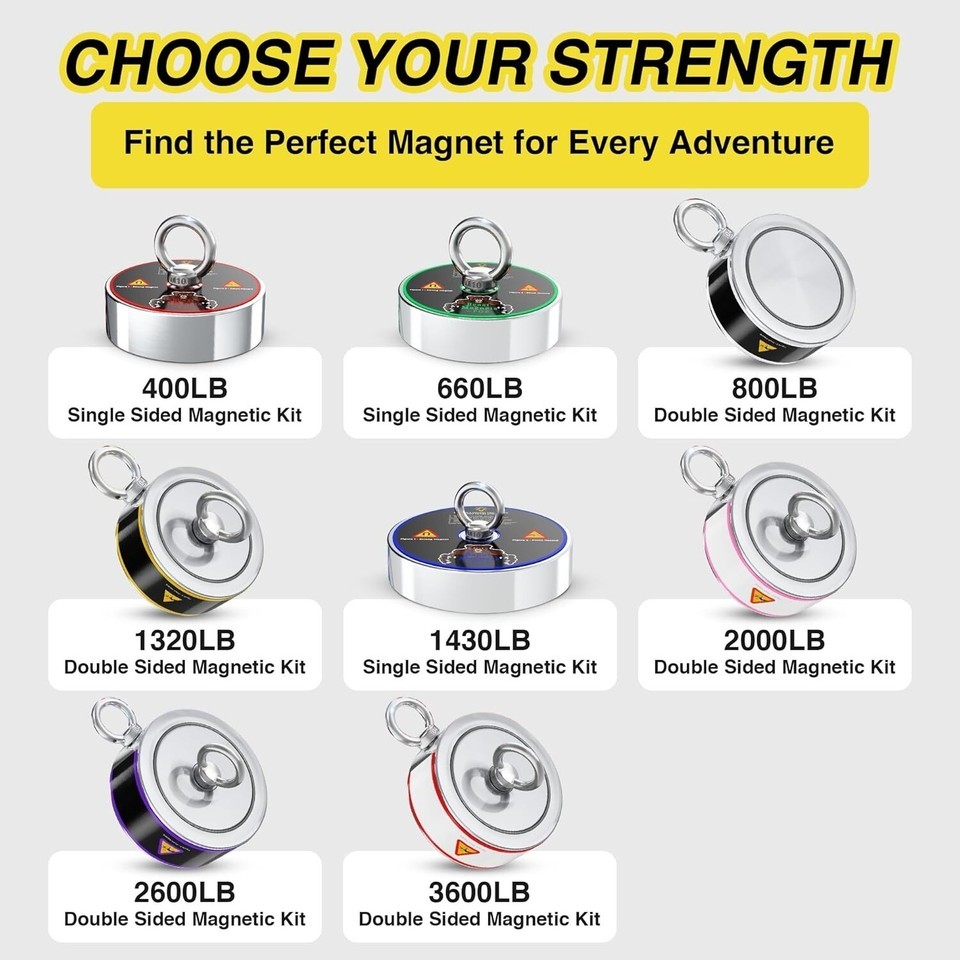 Professional Neodymium Magnet Fishing Kit - 1320LB Pull Force with Accessories Item image 7