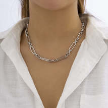 Silver-Plated Open Oval Station Necklace - £11.18 GBP