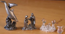 4 vintage pewter and clear items - £19.22 GBP